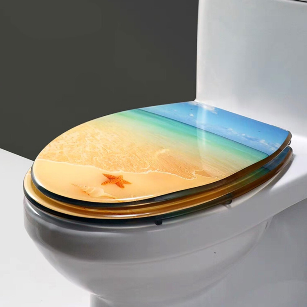 Resin Toilet Seat With 3D Effect, Transparent Design, 142X36cm, Quiet And Durable For Semi-Closed Toilets 6038364533074
