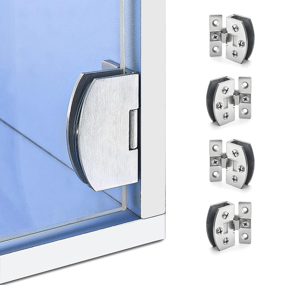 No-Drill Glass Door Hinges 4-Pack For Cabinets And Wine Cabinets, Heavy Duty Zinc Alloy, Fits 5-10Mm Glass, Matte Finish 6038364533401