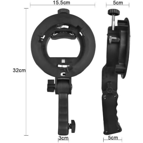 Handheld Grip S-Type Bracket Bowens Mount Holder Compatible with Speedlite Flash and Softbox, Adjustable and Lightweight 2