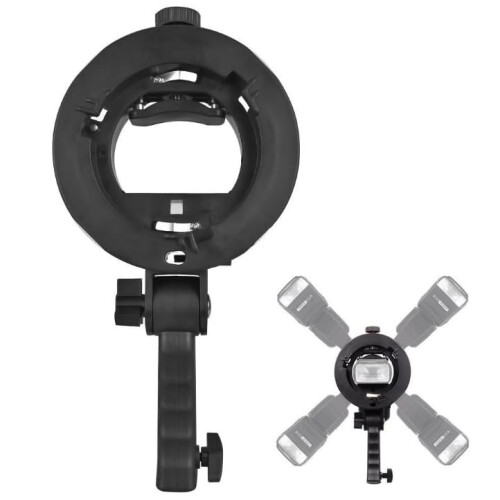 Handheld Grip S-Type Bracket Bowens Mount Holder Compatible with Speedlite Flash and Softbox, Adjustable and Lightweight