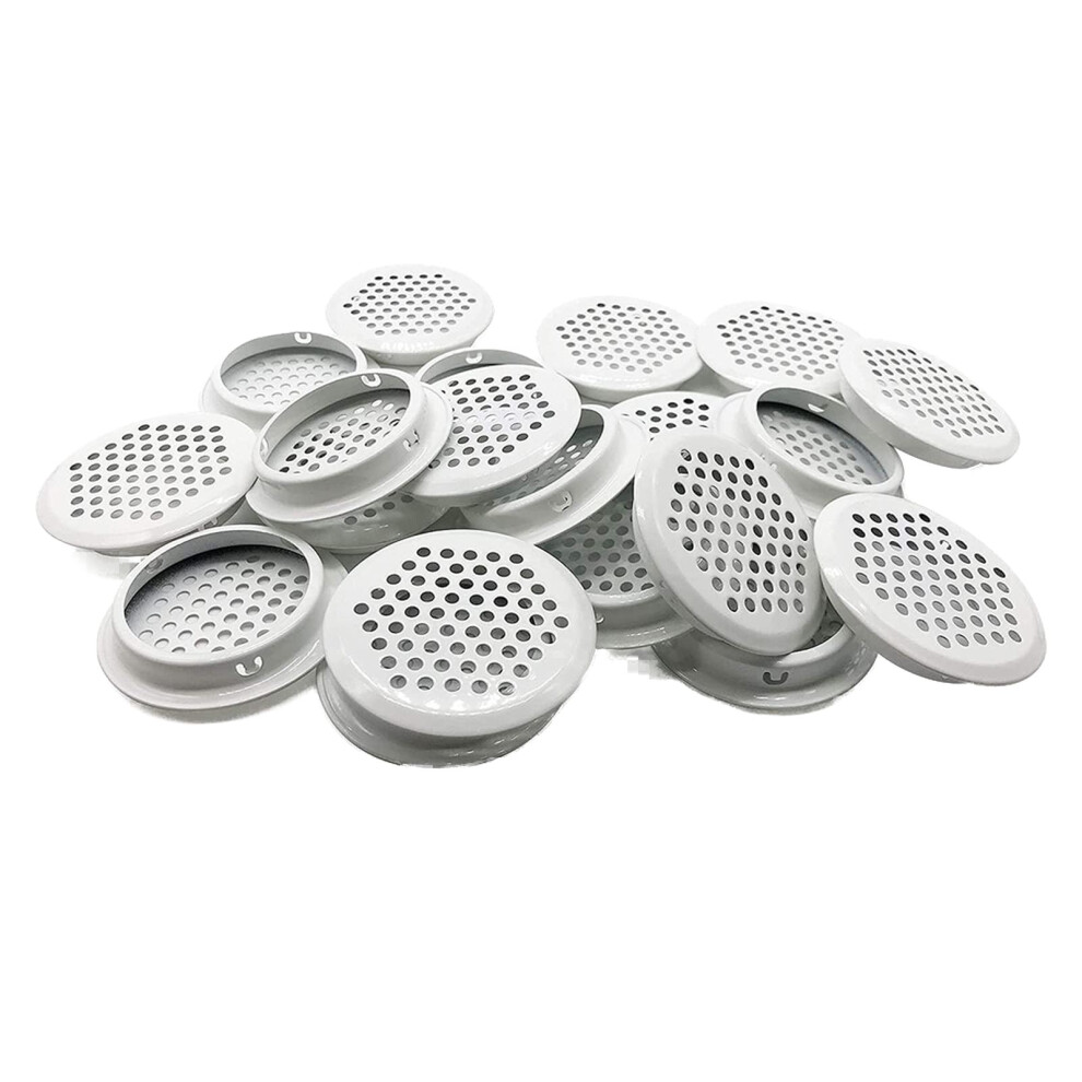 30 Pcs 35Mm Stainless Steel Circular Soffit Vents With Mesh For Kitchen, Bathroom, Cabinets, And Wardrobes, White 6447073906961