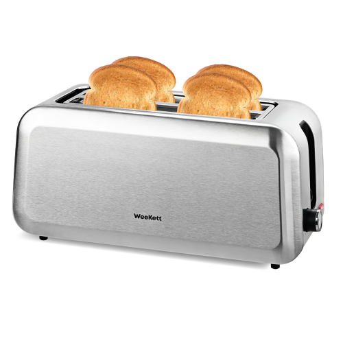 WeeKett Long Slot 4 Slice Toaster, Extra Wide, Stainless Steel, 1250 W