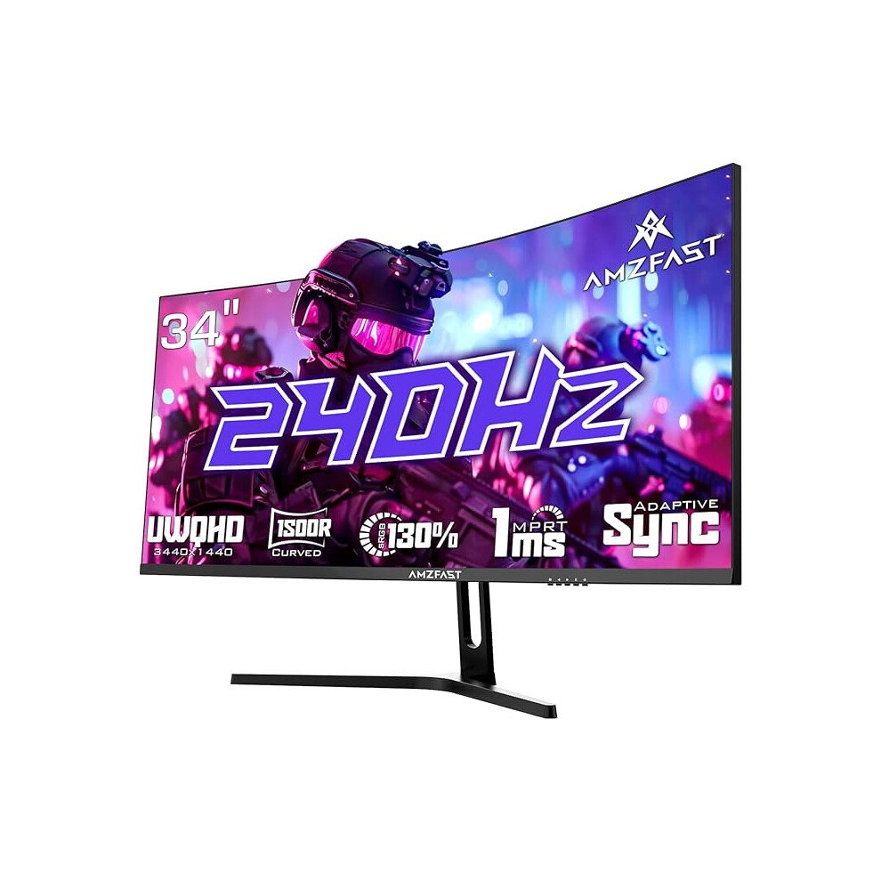 Monitors Amzfast 34-Inch Curved Ultrawide Gaming Monitor - Uwqhd 240Hz