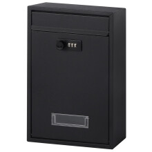Wall Mounted Vertical Mailbox with Combination Lock, Medium Capacity Secure Postbox for Outdoor Use, 12.6 x 8.5 x 3.4 Inch, Black