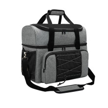 Bowling Bag for 2 Balls with Padded Ball Holder for Bowling Shoes up to Men's Size 16 Portable Tote Bag