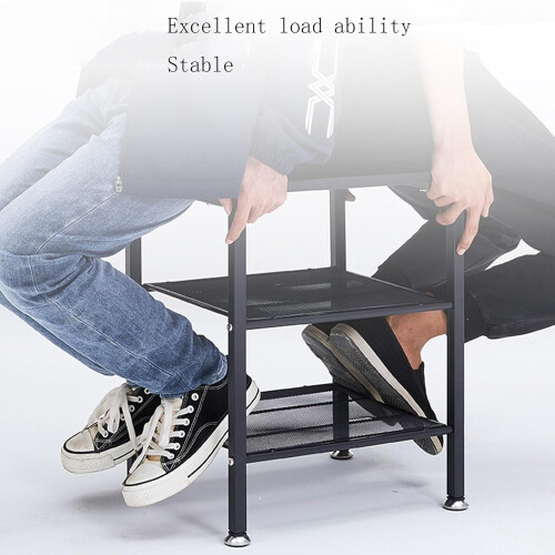 Black Shelf Multi-Purpose Wrought Iron Bedside Table for Bedroom, Simple Design, Compact Storage, Modern Style 1