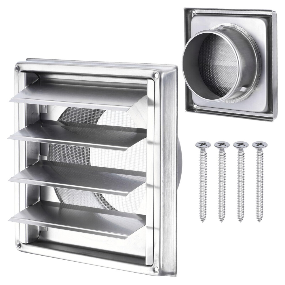 Dryer Vent Cover 5 Inch Stainless Steel Louvered Wall Outlet Grille With Moving Flap And Screen Mesh For Hvac Kitchen Bathroom 6038364535337