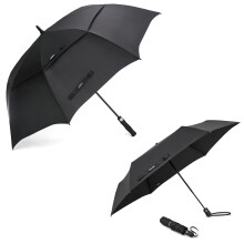 54 Inch Automatic Open Golf Umbrella Ultralight Compact Travel Umbrella Black Waterproof Windproof Design