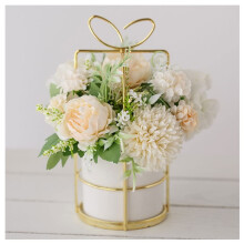 Artificial Flowers, Peonies, Indoor Silk Plant for Living Room, Dining Table, Café, Hotel, Blue and White Pot Plant