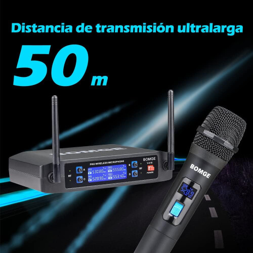 Wireless Microphone System Pro 4-Channel Cordless Mic Set with 4 Handheld Mics Long Range 200ft Fixed Frequency V410 2