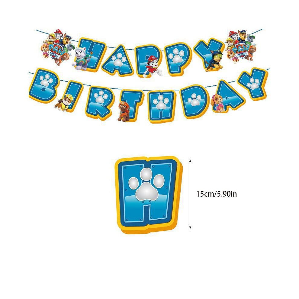 (1Pcs Banner) Party Paw Patrols Supplies Balloons Banner Cupcake Toppers Birthday Decor Kids