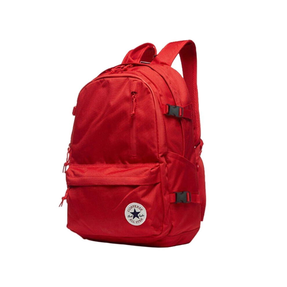 (Red) Converse Backpack Canvas Large Capacity Student School Travel Bags Solid Color Red