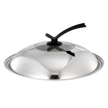 Stainless Steel Wok Lid 36cm Heat Resistant Universal Cooking Pot Cover with Standable Handle for Home Use