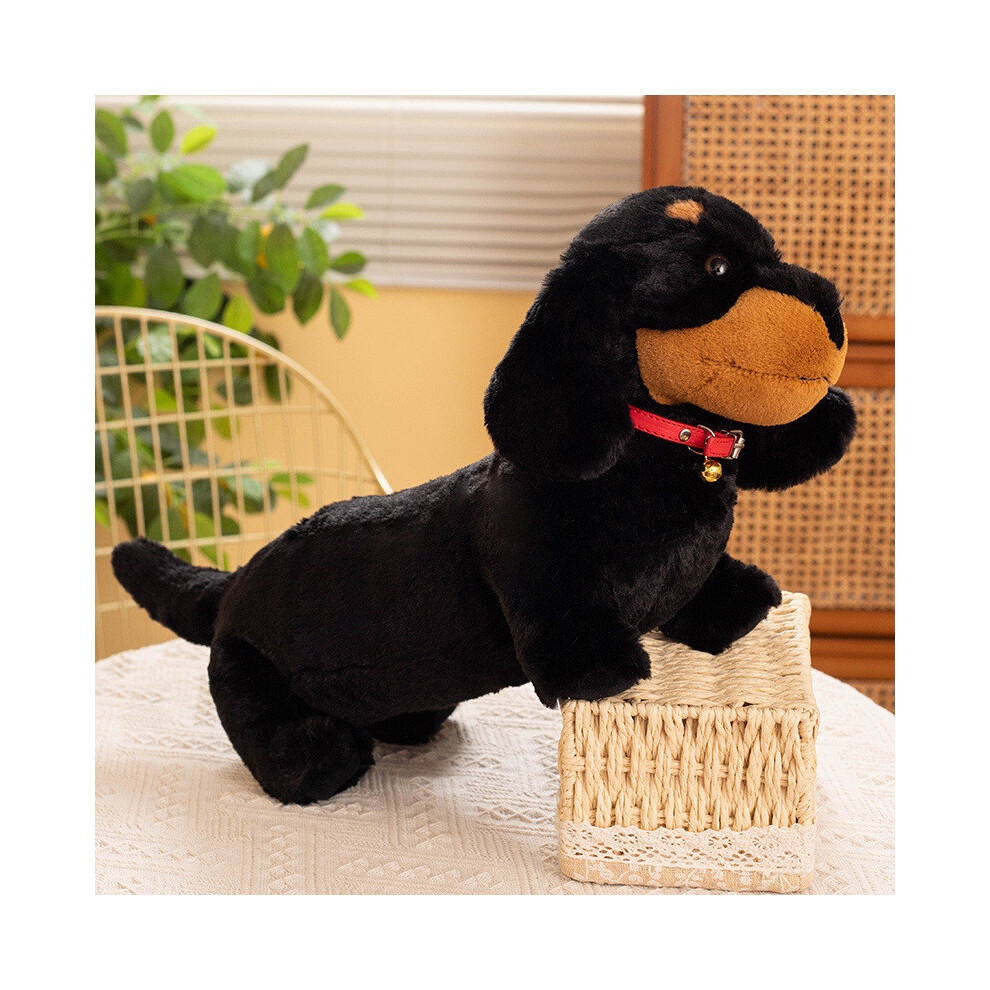 (Black) Plush Dachshund Dog Toy Stuffed Animal Doll Bedroom Decoration Kids 30Cm Gift Black