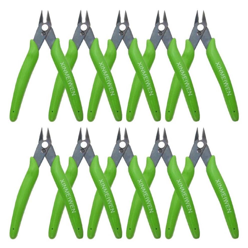 10 Pack Precision Electronic Flush Cutters Mini Cutting Pliers For Ultra-Fine Cutting, Grass Green Color 6482260918921