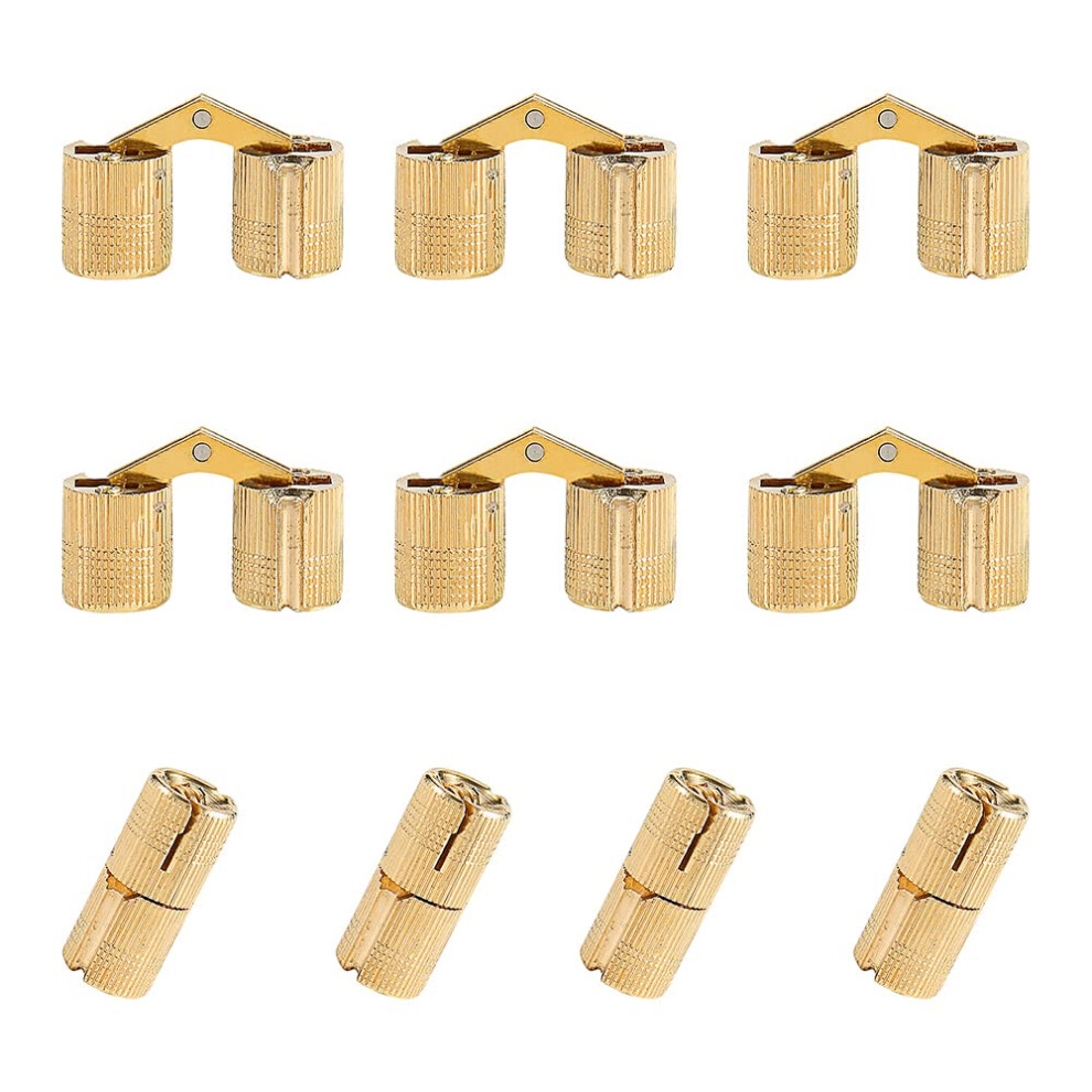 Invisible Brass Barrel Hinges 10 Pack, Concealed 180 Degree Hinges For Diy Jewelry Box, 12Mm (0.47 Inch) Hidden Hardware 6038364537591