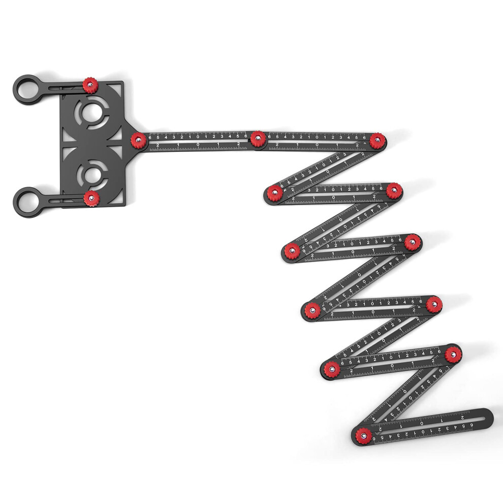 Multi-Angle Measuring Ruler Pro - Aluminum Alloy Metal Tool With 12-Sided Holes And 5-Hole Aperture For Tile Measurement 6038364537607