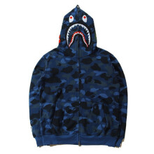 (Blue, M) Ape Bape Popular Mens Shark Jaw Camo Full Zipper Hoodie Jacket Sweats Coat
