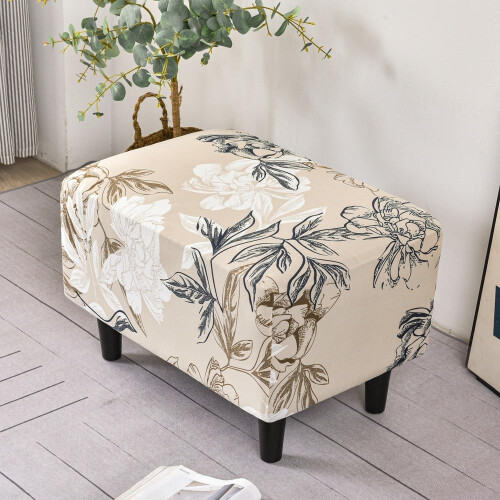 Stretch Footstool Covers Rectangular 39.9 x 60.9 cm Non-Slip Elastic Bottom A30 Fabric Protector for Ottoman