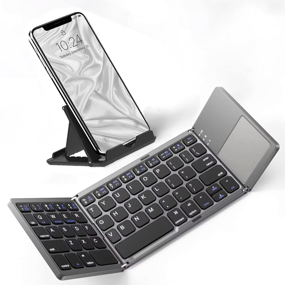 Slim Foldable Wireless Keyboard With Touchpad For Lg Vn210, Portable, Rechargeable, 48H Use, Compact Tri-Fold Design 6447073910777