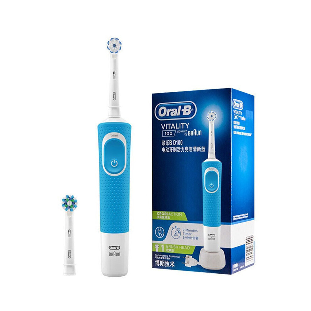 (Blue) Toothbrush Electric Oralb Vitality D100 Cross Action Cleaning Pink White Colour-image-OPC-PJXJH6K-NEW