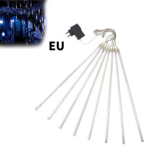 (Warm White EU) Meteor Shower Star Rain Lights 30cm 8 Tubes Falling Christmas Party Outdoor Tree