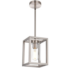 One Light Chandeliers Fixture Brushed Nickel Modern Pendant Kitchen Lighting with Clear Glass Shade Semi Flush Mount Ceiling Light
