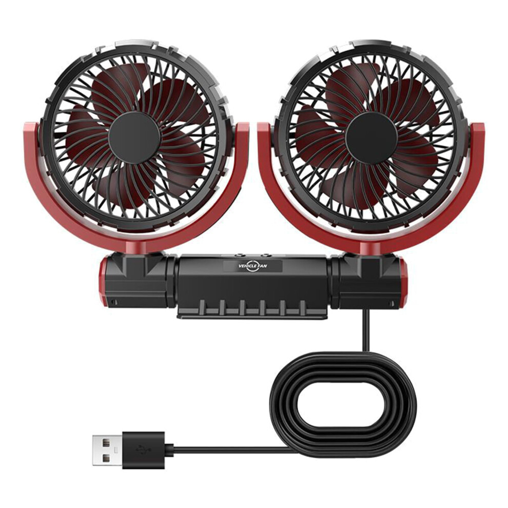 Car Fan Double Head Usb Fan For Vehicle Cooling, 3 Speed Brushless Motor, 360 Rotation, Dashboard Compatible 6947110417400