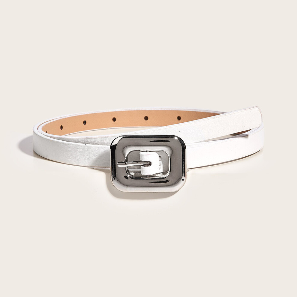 (White) Female Pu Leather Belt With Square Snap Closure For Daily Outfits Work Casual-image-OPC-PJXJXPF-NEW