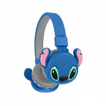 (Blue)Lilo Stitch Bluetooth Headset Cartoon Cute Childrens Headset Foldable Stereo