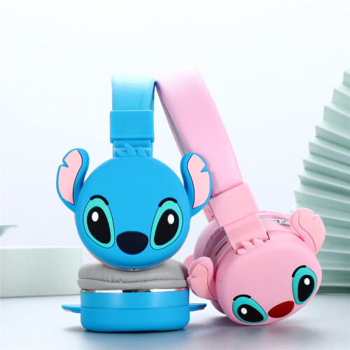 (Blue)Lilo Stitch Bluetooth Headset Cartoon Cute Childrens Headset Foldable Stereo 2