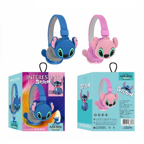 (Blue)Lilo Stitch Bluetooth Headset Cartoon Cute Childrens Headset Foldable Stereo 1