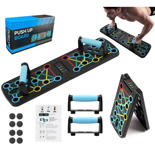 Push Up Board - Foldable Portable Exercise Equipment for Home Workouts, Multi-Function Muscle Training for Men and Women
