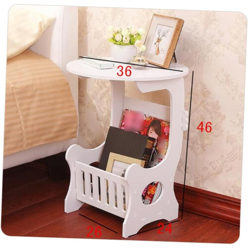Sofa Bed Side Table Mini Coffee Table for Living Room, Modern White Shelf, Compact Design, Versatile Use 1