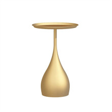 Bedside Tables with Metal Base, Small Gold Sofa Side Table for Living Room, Bedroom, Corner, and Study