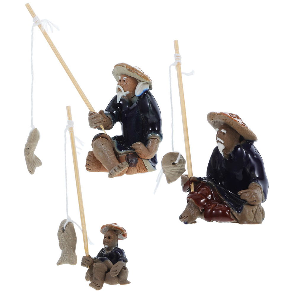 3 Ornament Vetplanten Oudere Keramiek-image