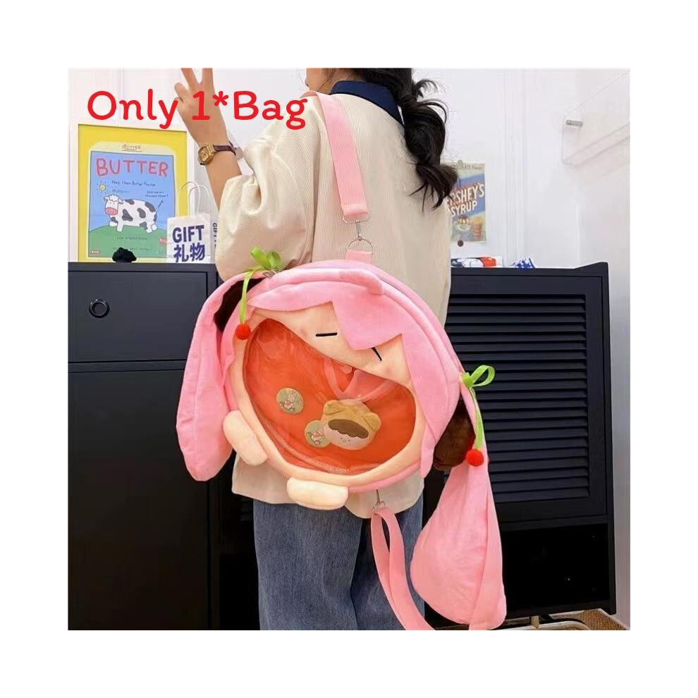 (Pink) Miku Plush Hatsune Backpack With Nylon Interior For Casual Outings Daily Carry-image-OPC-PJXKGM5-NEW