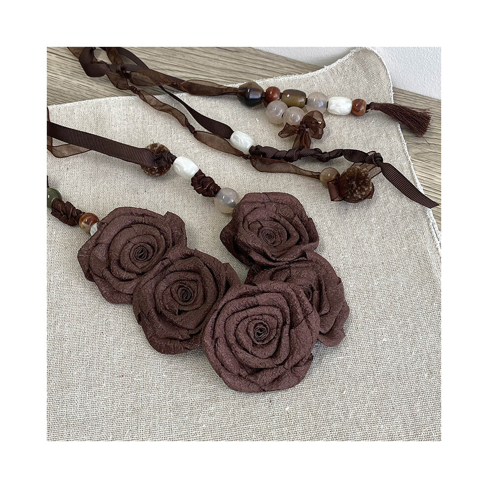 (Coffee) Retro Inspired Floral Fabric Belt With Tie Closure For Bridal And Artistic Look-image-OPC-PJXKGNS-NEW