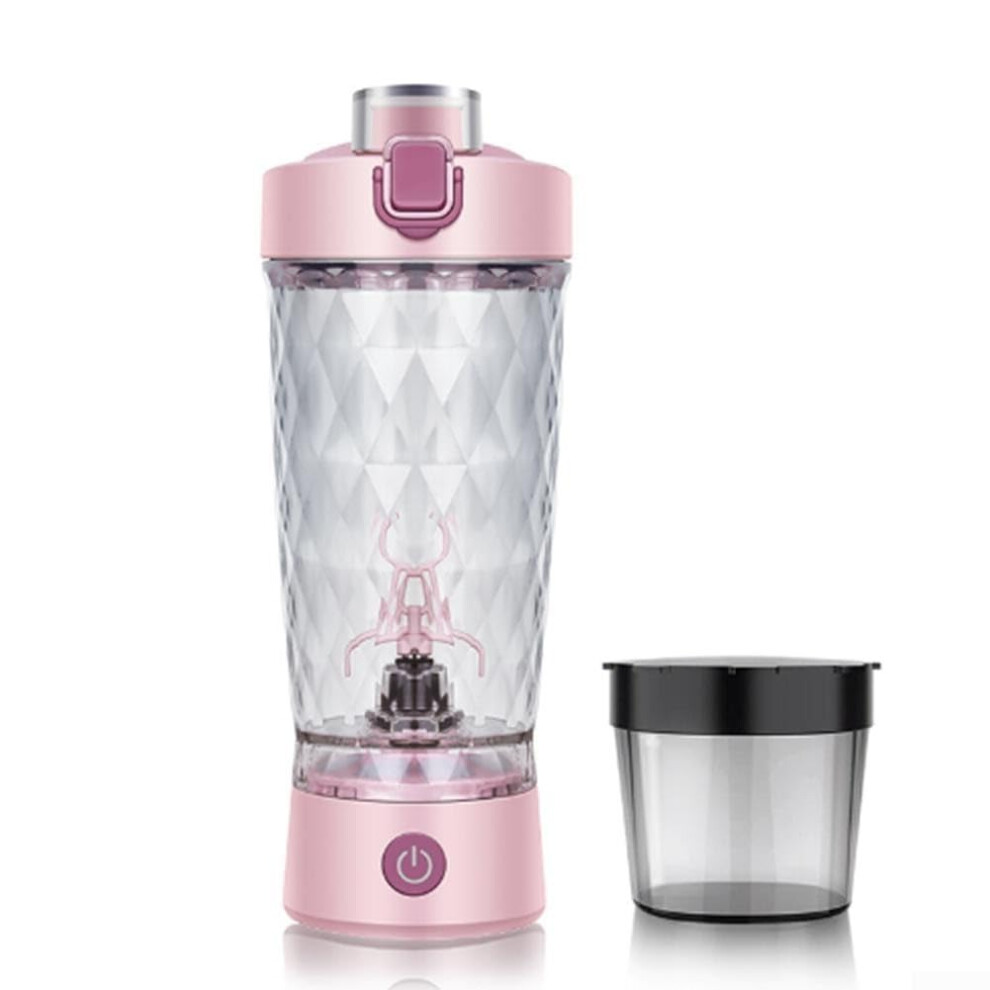 USB Rechargeable Electric Shake Mixer Bottle, Portable Protein Blender, 500ml Capacity, Pink Color for Meal Prep
