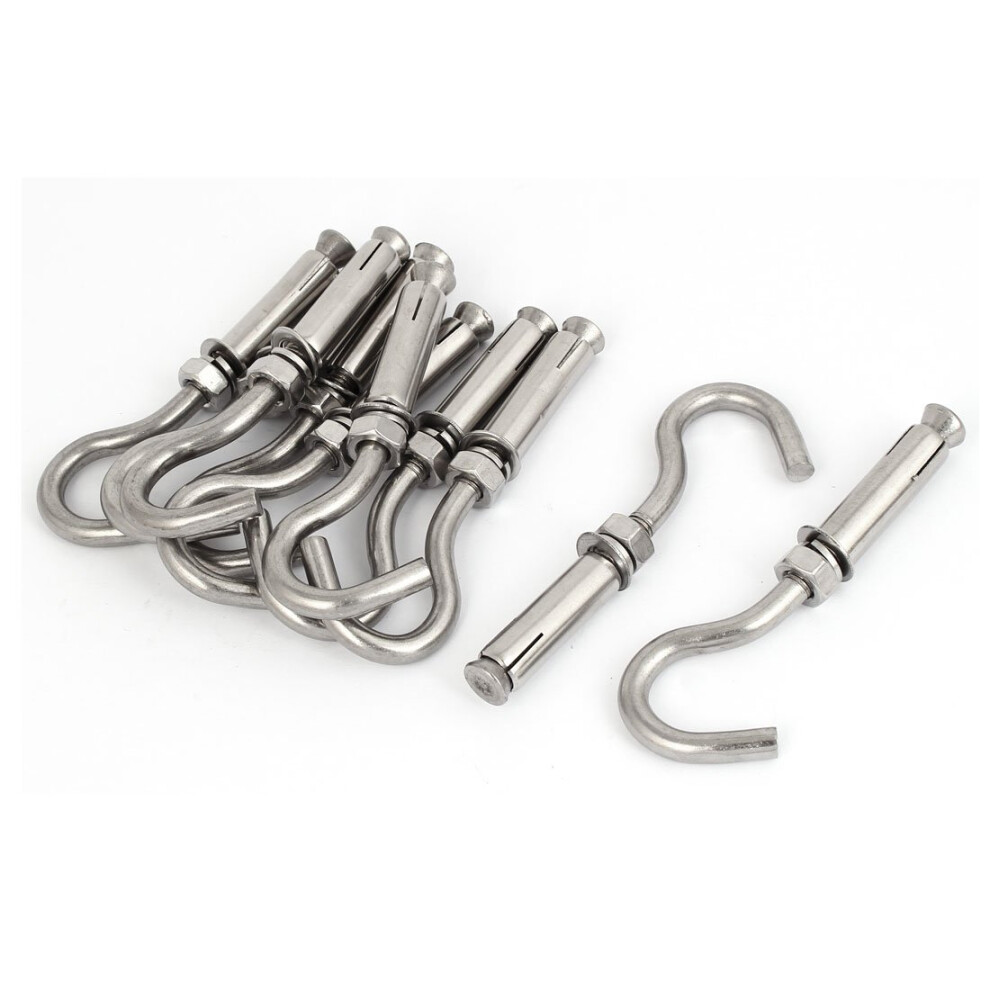304 Stainless Steel Expansion Anchor Bolt Open Cup Hooks M8 Size 10Pcs Heavy Duty Durable Corrosion Resistant 6447073913631