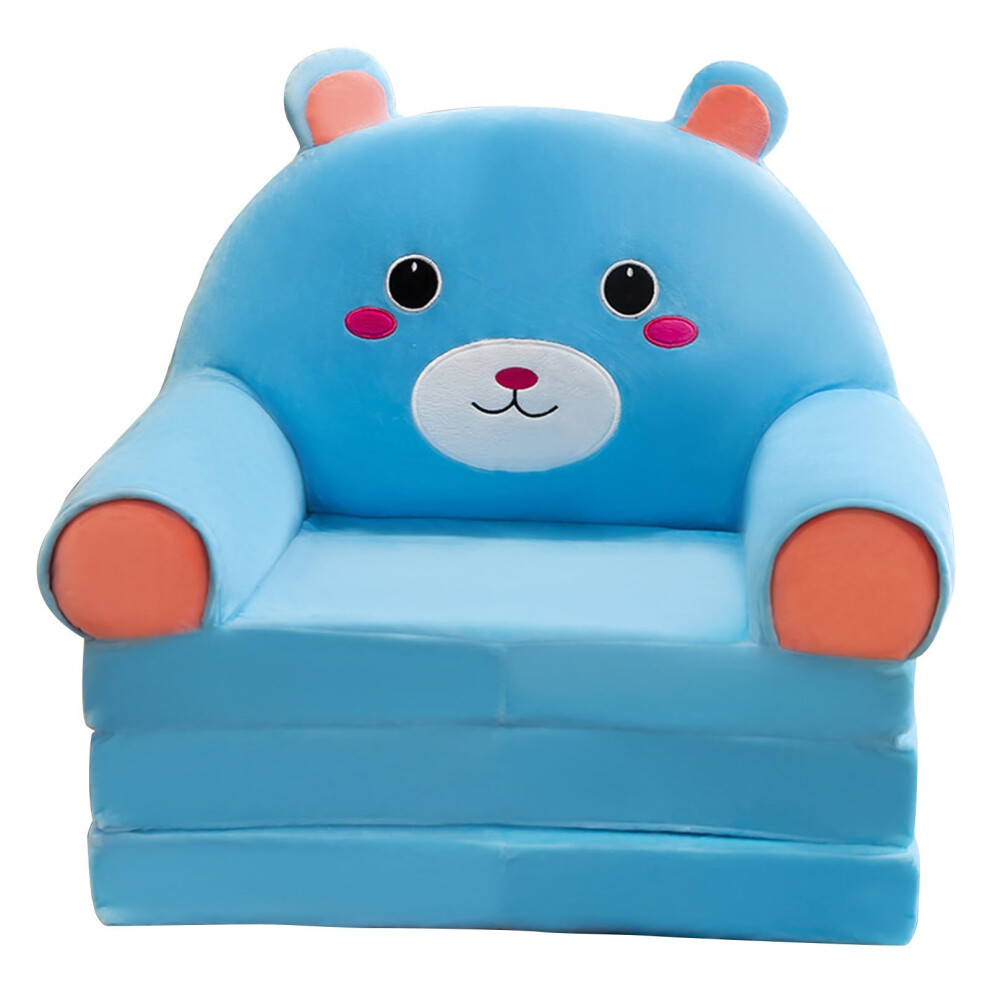Children 2-in-1 Convertible Sofa Bed Lounger with Plush Cover - Foldable Cartoon Armchair for Living Room Bedroom (H)-image-OPC-PJXKRJR-NEW