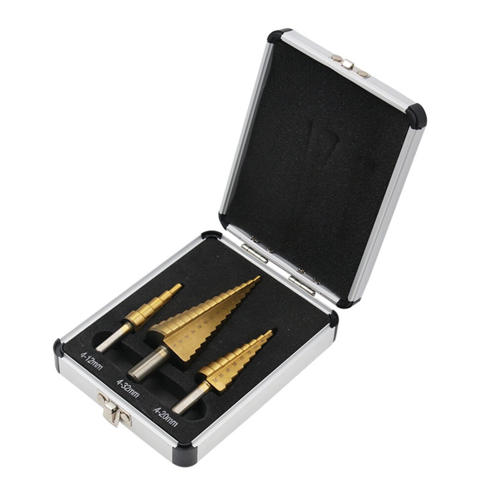 Step Drill Bit Set Titanium Coated Hss 4241 3-12Mm 4-12Mm 4-20Mm 4-32Mm For Metal Wood Sheet Cutting 6447073914195
