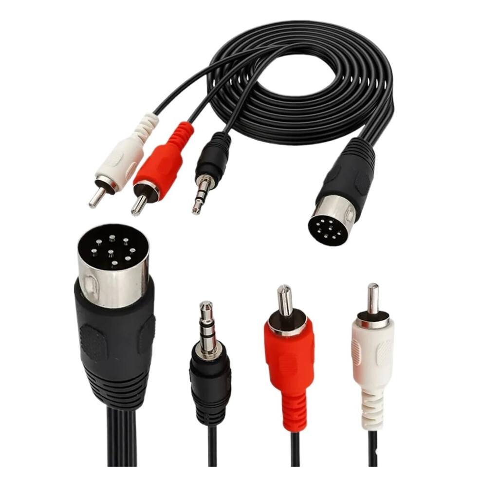 8-Pin Din To 2Rca Male 3.5Mm Audio Cable 1.8M Compatible With Receiver Cd Player And Subwoofer 6482260921945