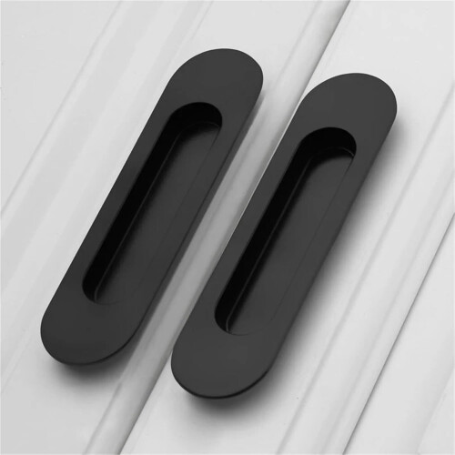 Zinc Alloy Sliding Closet Door Handle Black Drawer Knobs 100mm Decorative Push Pull Hardware 1Pc 2