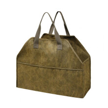 Log Tote Carrying Bag for Firewood - Sturdy Canvas Wood Storage Bag, Stand Up Log Carrier, Fireplace Accessory, 30"x15"x12"