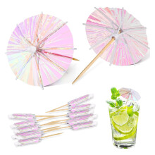 Paper Umbrellas Cocktail Set of 50 Laser Pink Paper Umbrellas for Cake Decoration and Cupcake Toppers