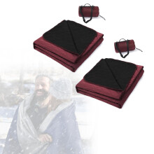 Outdoor Blanket, Waterproof Picnic Mat, Large Folding Warm Blanket for Camping, Events, Beaches, Dogs, Red, 2pcs