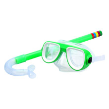 Snorkel Set for Children - Green Vision Mask and Snorkel, Adjustable Fit, Safe Material, Ages 5-12