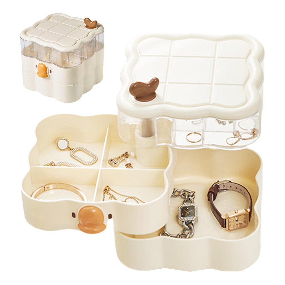 Compact Jewelry Organizer | Rotating Travel Jewelry Box with Lid for Watches, Bracelets, Necklaces, for Girls and Women-image-OPC-PJXN9C5-NEW