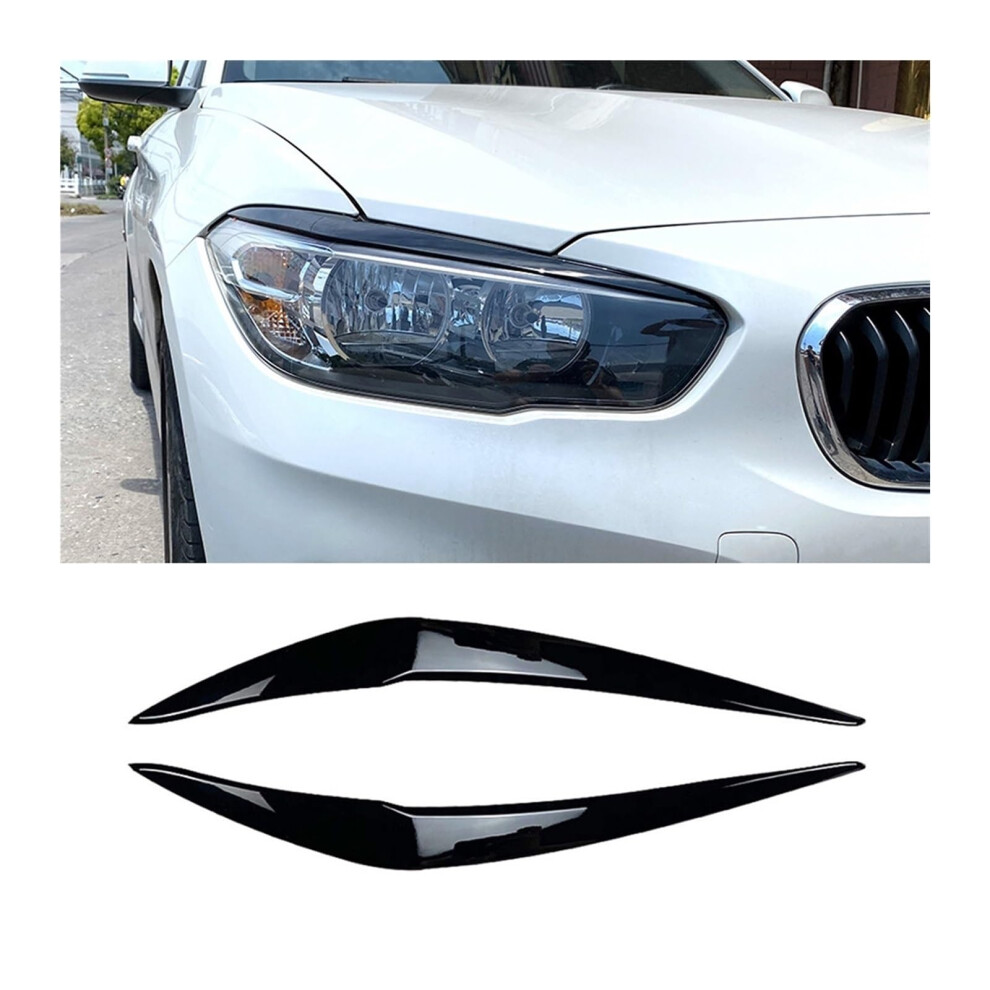 Headlight Eyebrows Eyelids Cover Eyelashes Compatible With Bmw 1-Series 116I 118I 120I 125I 128I Abs Styling Black 6482260926360
